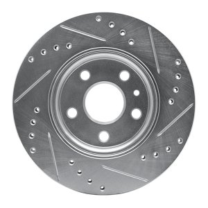 Chevrolet Bolt EV Brake Rotor (1) - Front Left - R1 Concepts - Drilled & Slotted - Silver - `11-`23